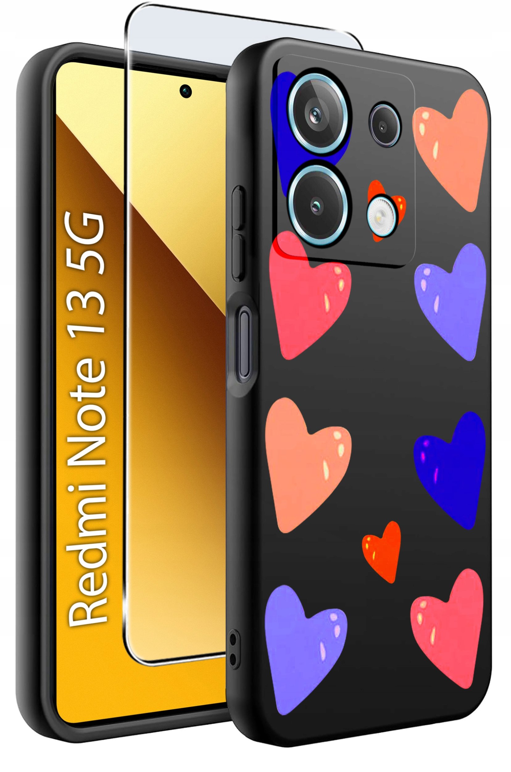 krainaGSM ETUI do Xiaomi Redmi Note 13 5G WZORY SILIKONOWE MATT CASE +SZKŁO 9H