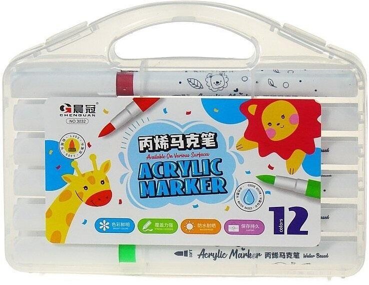 Flamastry akrylowe PVC 12 kolorów