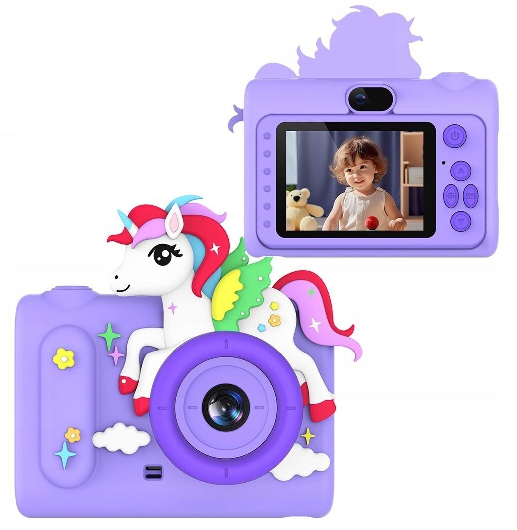 Aparat Cyfrowy 40mp Kamera Hd Obiektyw Selfie Dla Dziecka Gry Mp3 / Xrec H05 / Fioletowy Jednorożec
