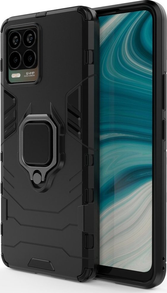 Braders Etui Ring Armor pancerne hybrydowe + magnetyczny uchwyt do Realme 8 / 8 Pro czarny