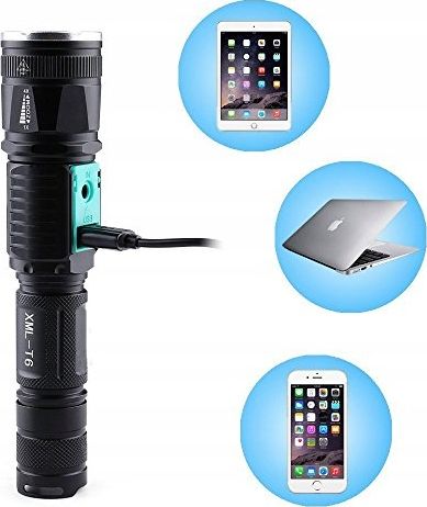 Latarka Taktyczna Latarka Led Cree Xml-T6 Zoom Z Powerbank
