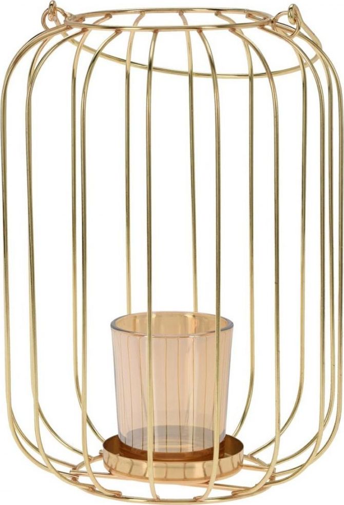 Art-Pol Lampion druciany złoty z rączką 22 cm