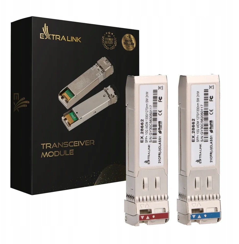 Extralink SFP+ 10G SFP+ WDM Module 10Gbps 1270/1330nm, single mode, 2km, para