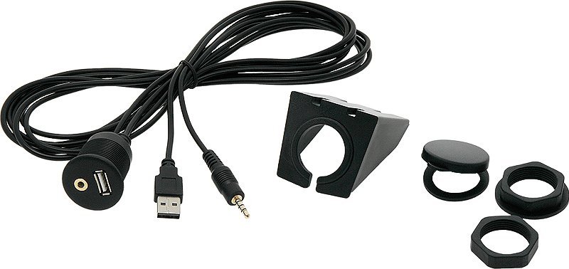Blow 0301# Samochodowe złacze montażwe usb+ aux -gniazdo z podstawką 2m