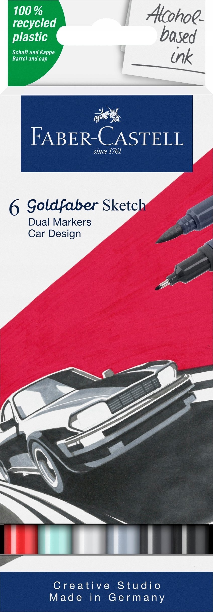 Pisak dwustronny Goldfaber Sketch car design 6 kol