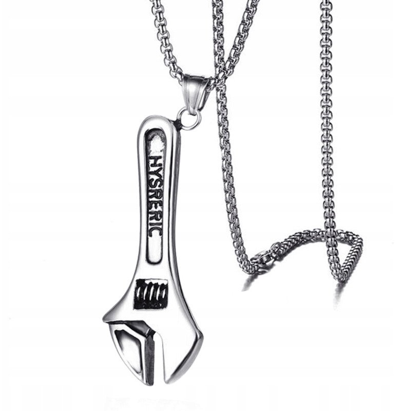 NASZYJNIK Srebrny Łańcuszek MECHANIK KLUCZ 316l