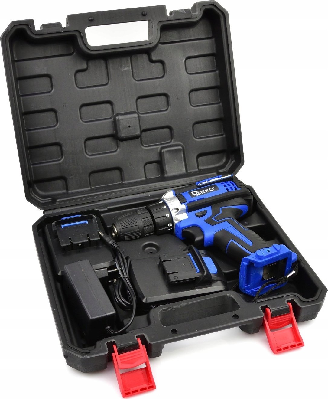 Wiertarko-wkrętarka Geko Wiertarko-wkrętarka 21V 2x akumulator 2ah (10)