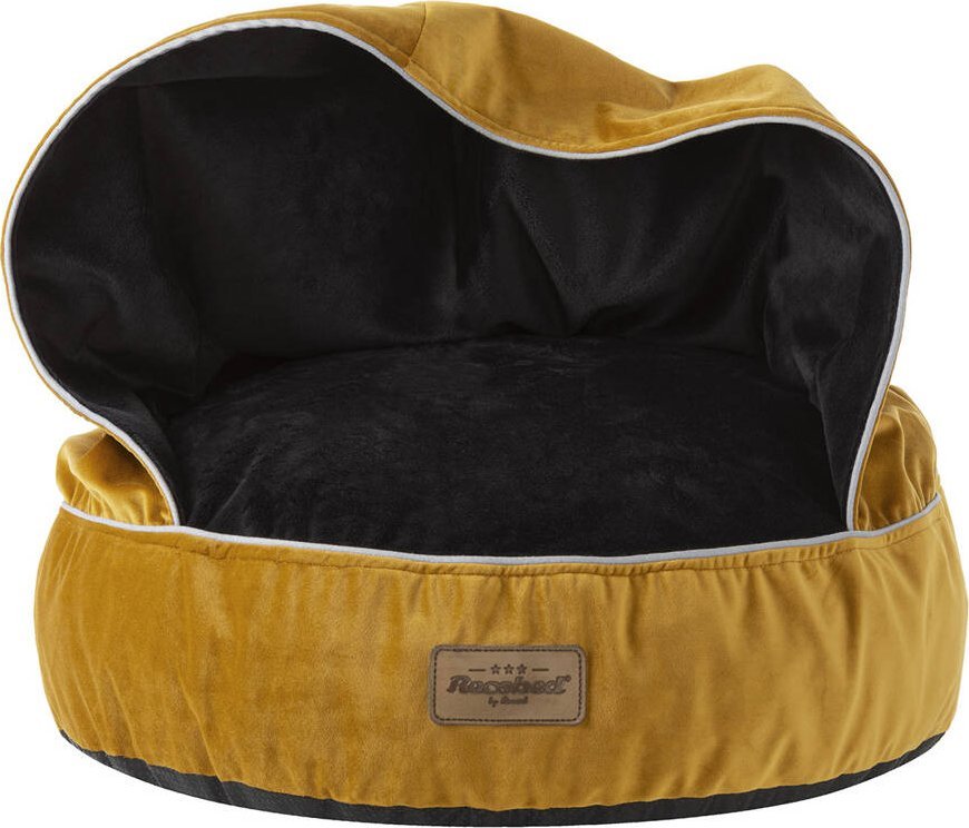 Recobed RECOBED pufa z kocykiem Welurowe miodowy/czarny S 55cm