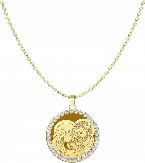 Radziszewska Jewellery Naszyjnik Złoty z Medalikiem Świętej Rodziny 925 Prezent GRAWER GRATIS