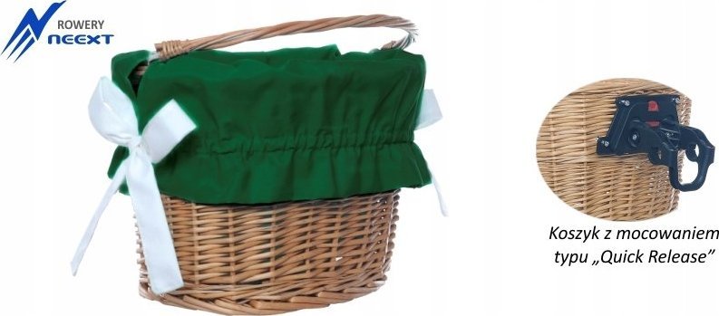 NEEXT Koszyk wiklinowy rowerowy na CLICK z wkładem mat