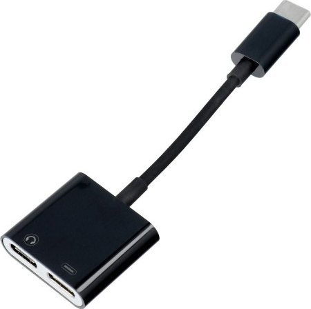 Adapter USB OEM Adapter AUX 2w1 Typ C (męski) do Typ C (żeński) / Typ C (żeński) BULK czarny [DAC]