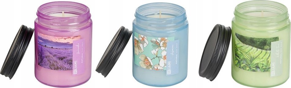 Beliani 3 świece zapachowe sojowe biała herbata/ lawenda/ jaśmin FRUITY BLOOM