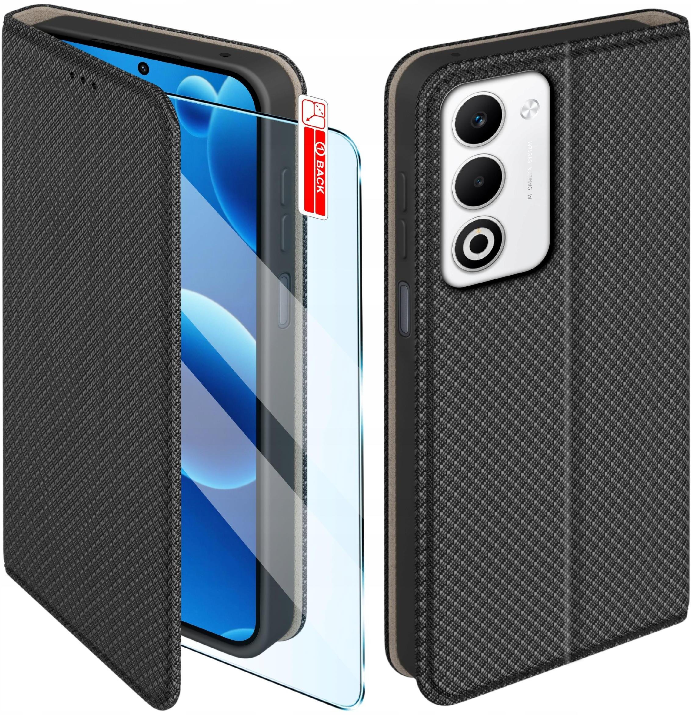 Etui MAGNET do Oppo A5 4G|5G Zamykane Czarne Futerał + Szkło 9H