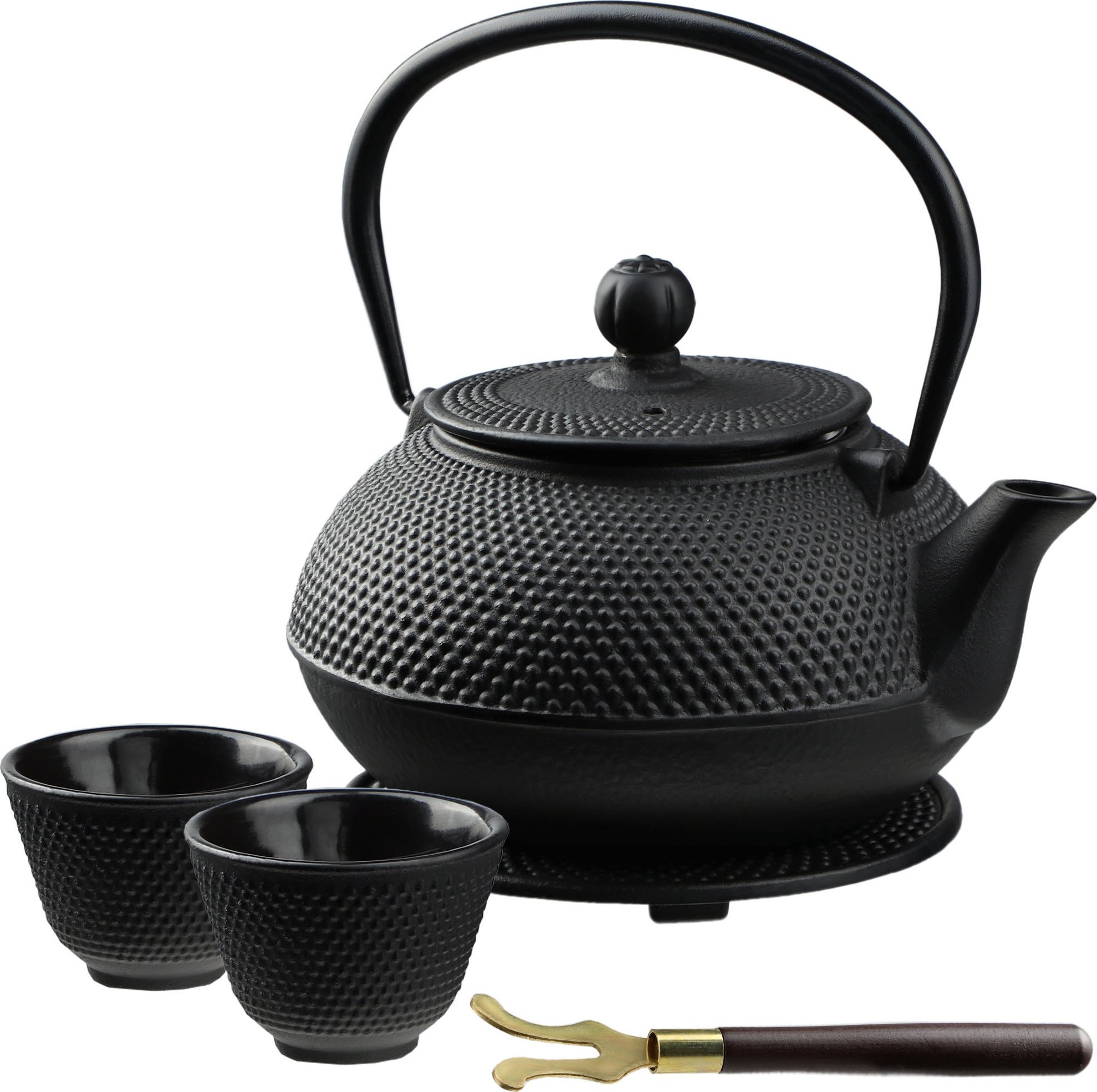 Kadax KADAX Czajnik Czarny Do Herbaty Dzbanek imbryk Żeliwny Zaparzacz 850ml 2 Czarki