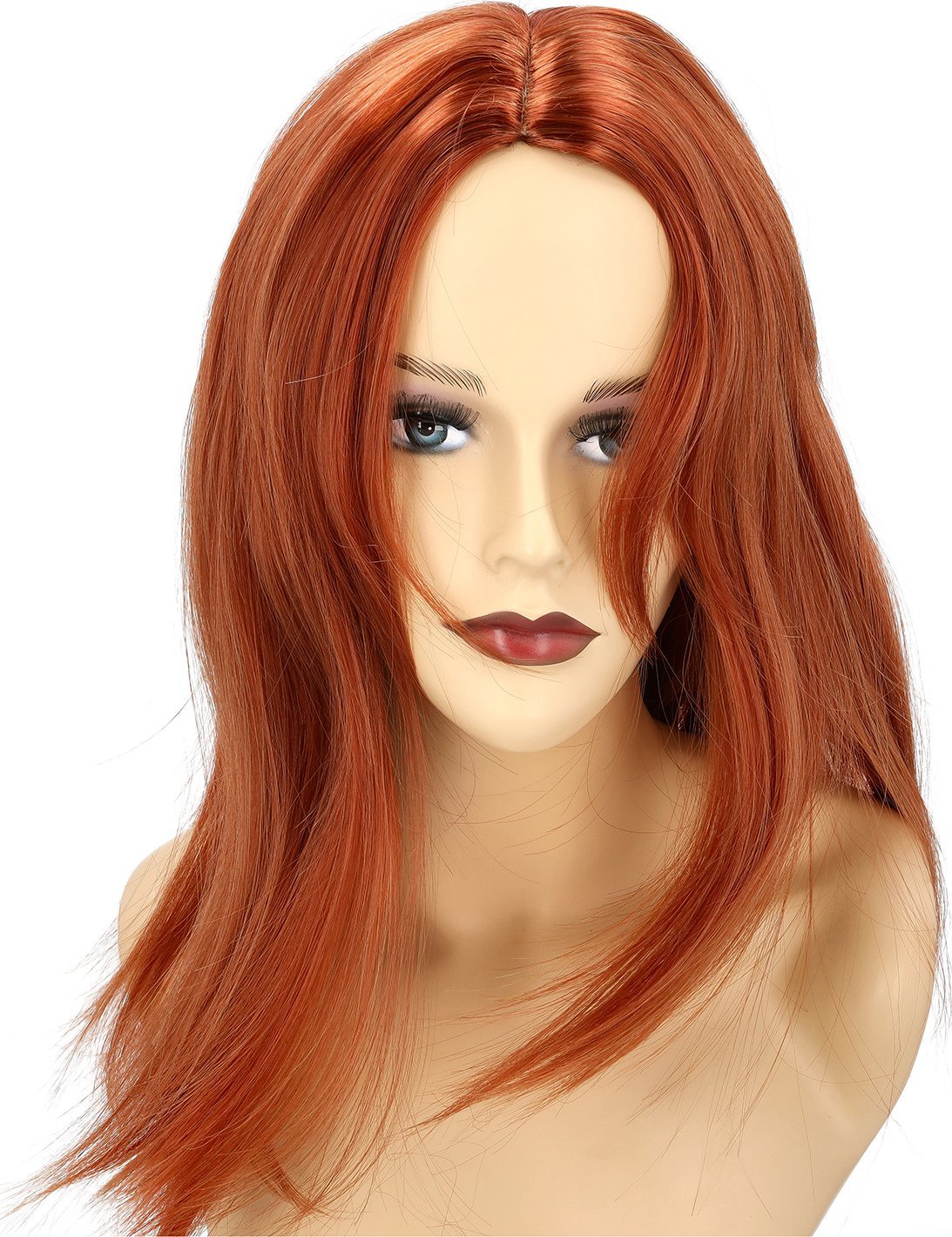 Korbi PERUKA WŁOSY RUDE KASZTANOWE GRZYWKA PROSTE BOB NA SIATCE W98