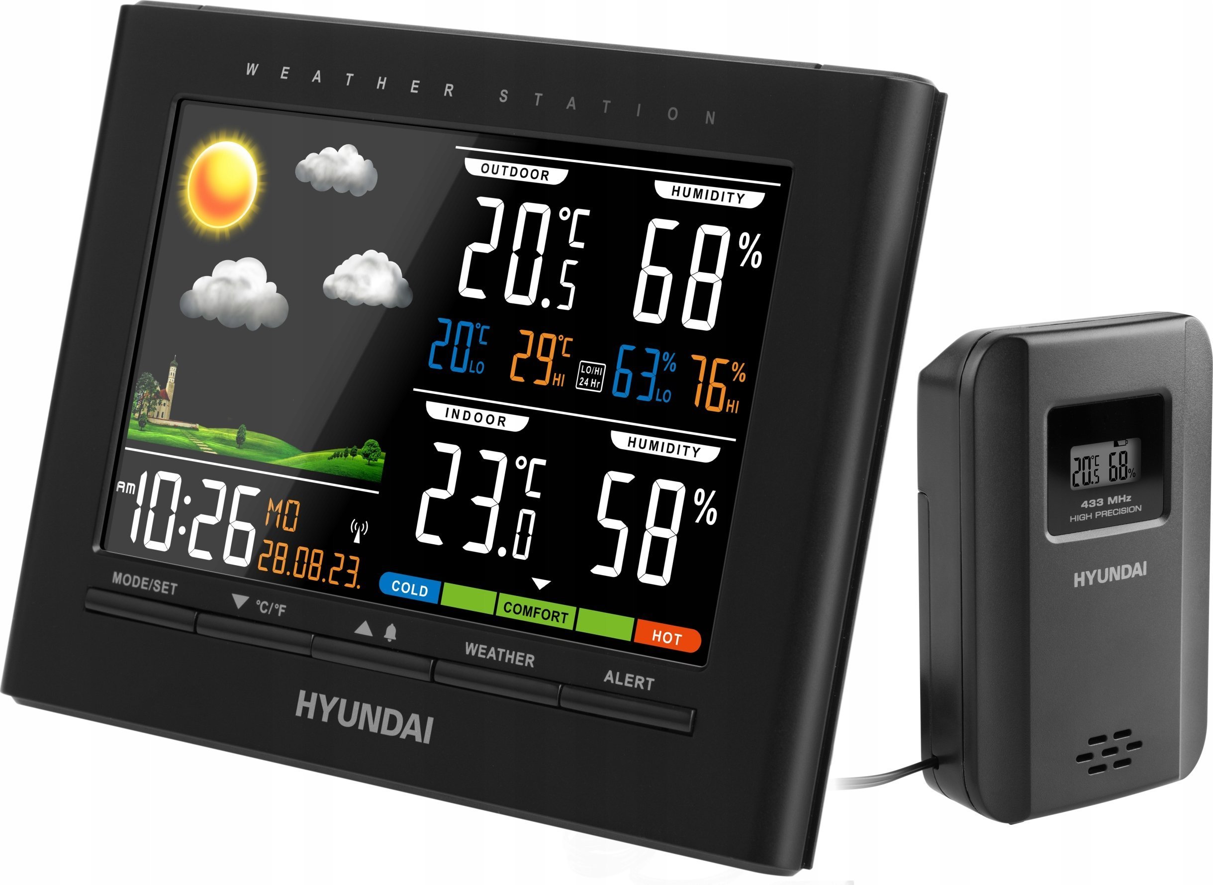Stacja pogodowa Hyundai WS4380 czarny