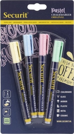 Securit Chalkmarker Original pastel 1-2mm okrągły czubek 4stk/pak - (4 szt.)