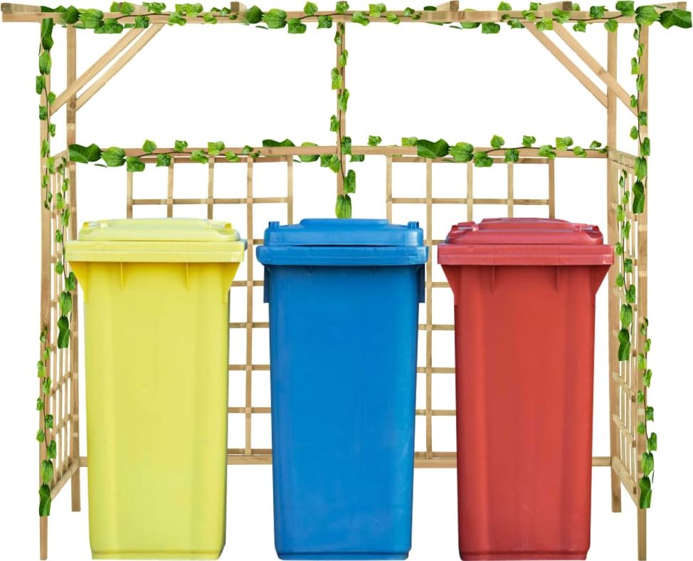 vidaXL Osłona na 3 kosze z pergolą, impregnowane drewno sosnowe