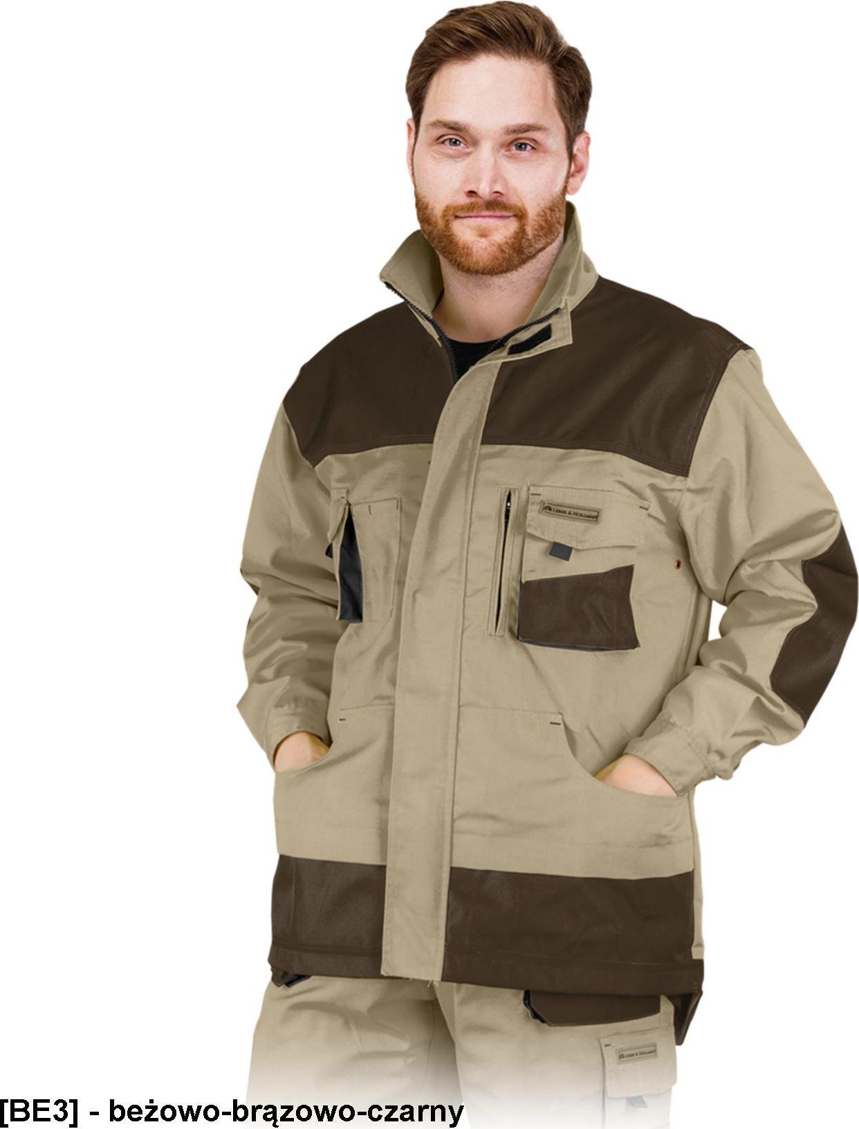 R.E.I.S. LH-FMN-J - bluza ochronna zapinana na suwak oraz na rzepy, - beżowo-brązowo-czarny 3XL