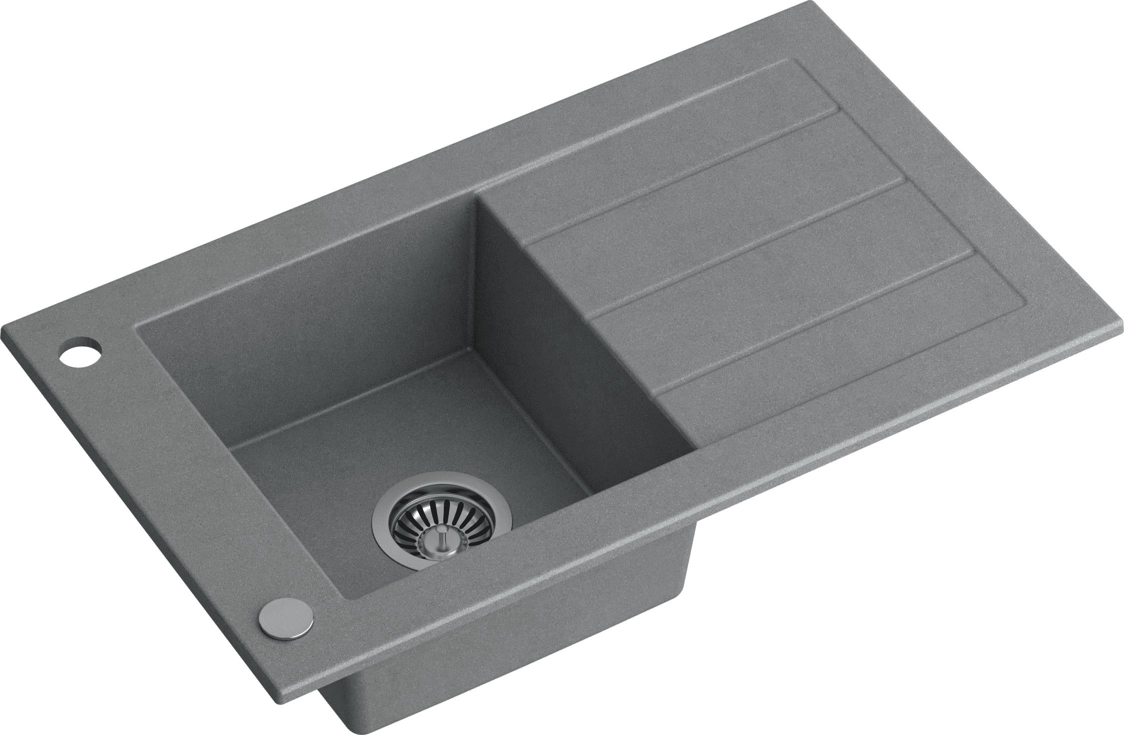 Zlewozmywak WILL granitowy 1-komorowy szary (77x46x18,5) z zaślepką i odpływem