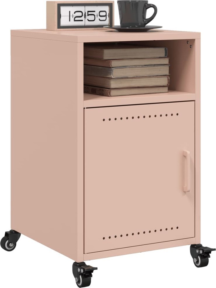 vidaXL Szafki nocne, 2 szt., różowe, 36x39x59 cm, stal