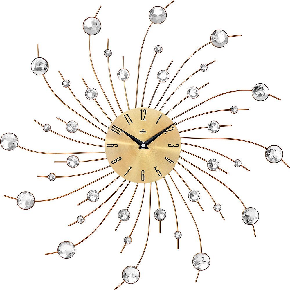 Duży zegar ścienny MPM E04.4496.80 z kryształkami 52 cm .