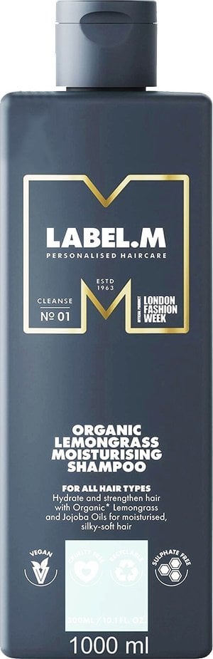 Label.M, Organic LemonGrass, Organic, Hair Shampoo, For Hydration, 1000 ml For Women