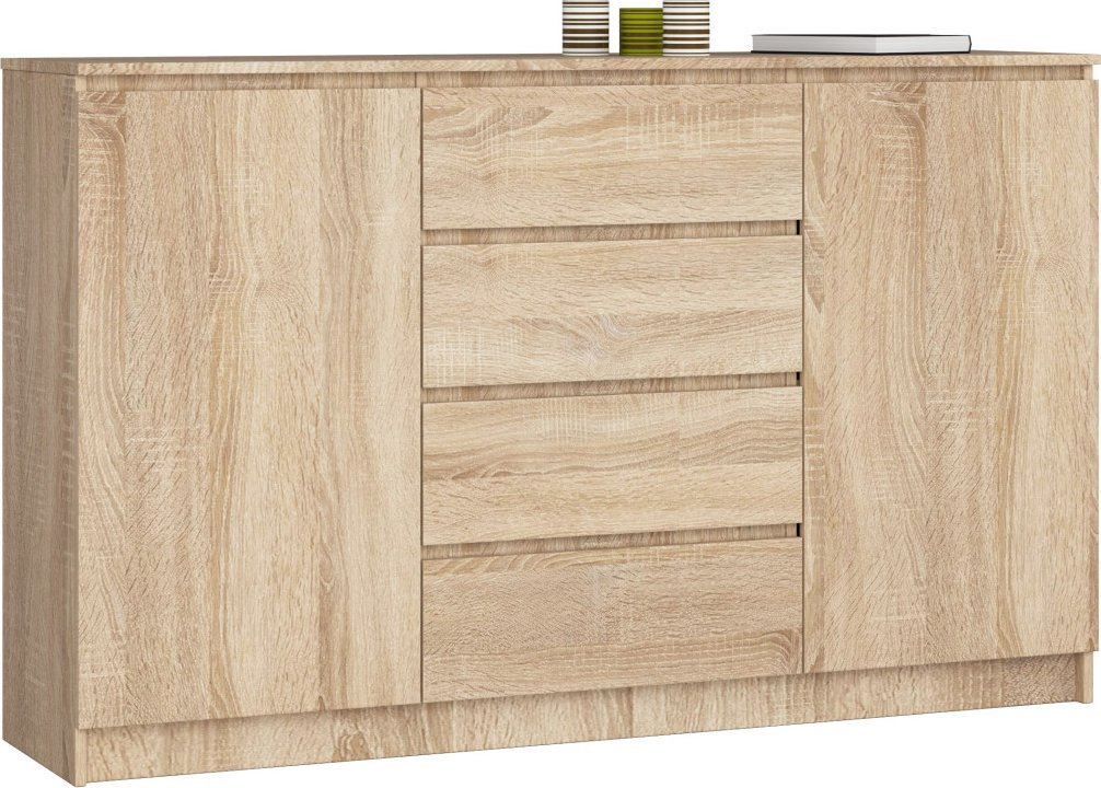 Fabryka Mebli Akord KOMODA K 160 cm 2 DRZWI 4 SZUFLADY SONOMA