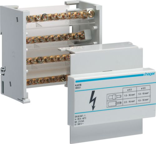 Hager Blok rozdzielczy 4-biegunowy 80A (KJ01B)