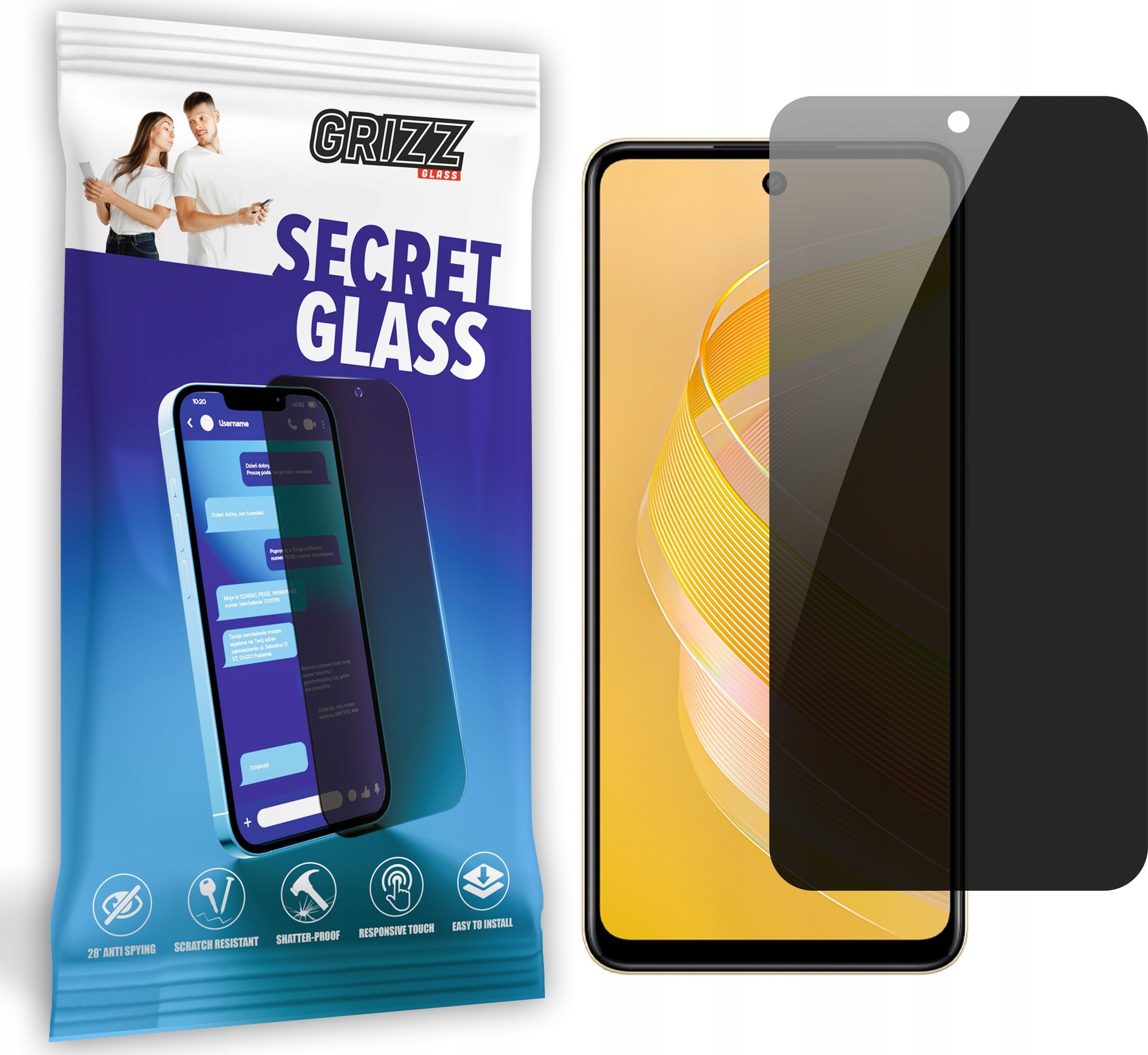 GrizzGlass Szkło prywatyzujące GrizzGlass SecretGlass do Infinix Smart 8 Plus