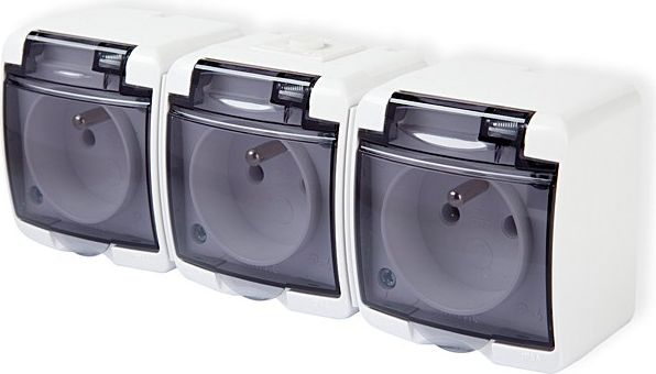 Karlik Junior gniazdo potrójne hermetyczne białe (GHE-3D)