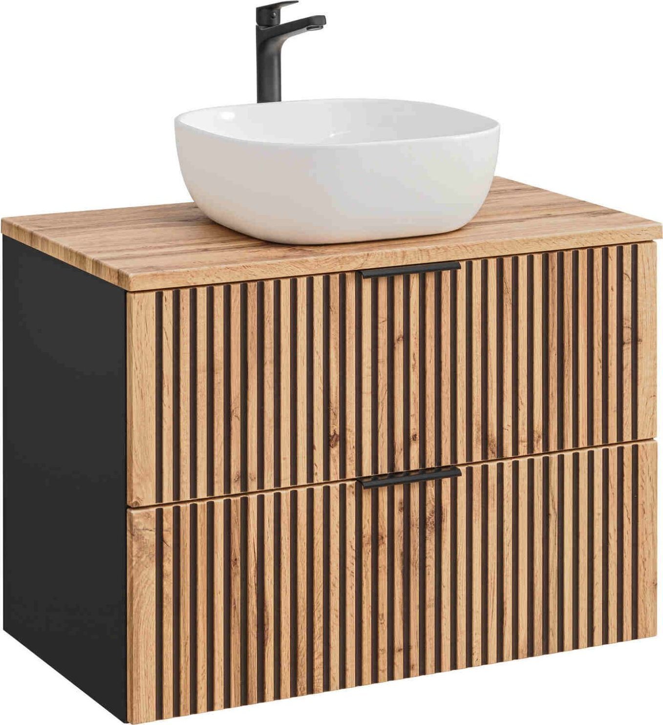 Comad Szafka wisząca z umywalką, Xilo, 80x46x57 cm, dąb wotan, mat