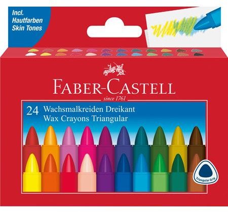 FABER-CASTELL Wachsmalstifte dreikant 24-er Kartonetui