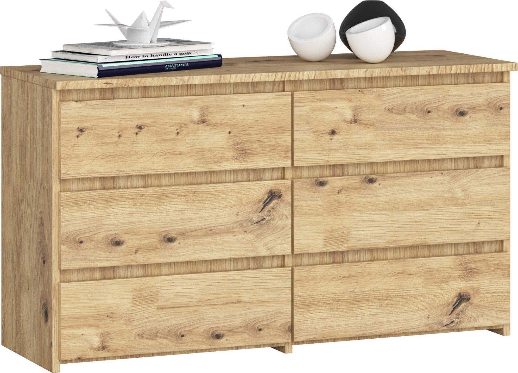 Fabryka Mebli Akord Komoda do salonu CL 100 cm 6 szuflad klasyczna - dąb artisan
