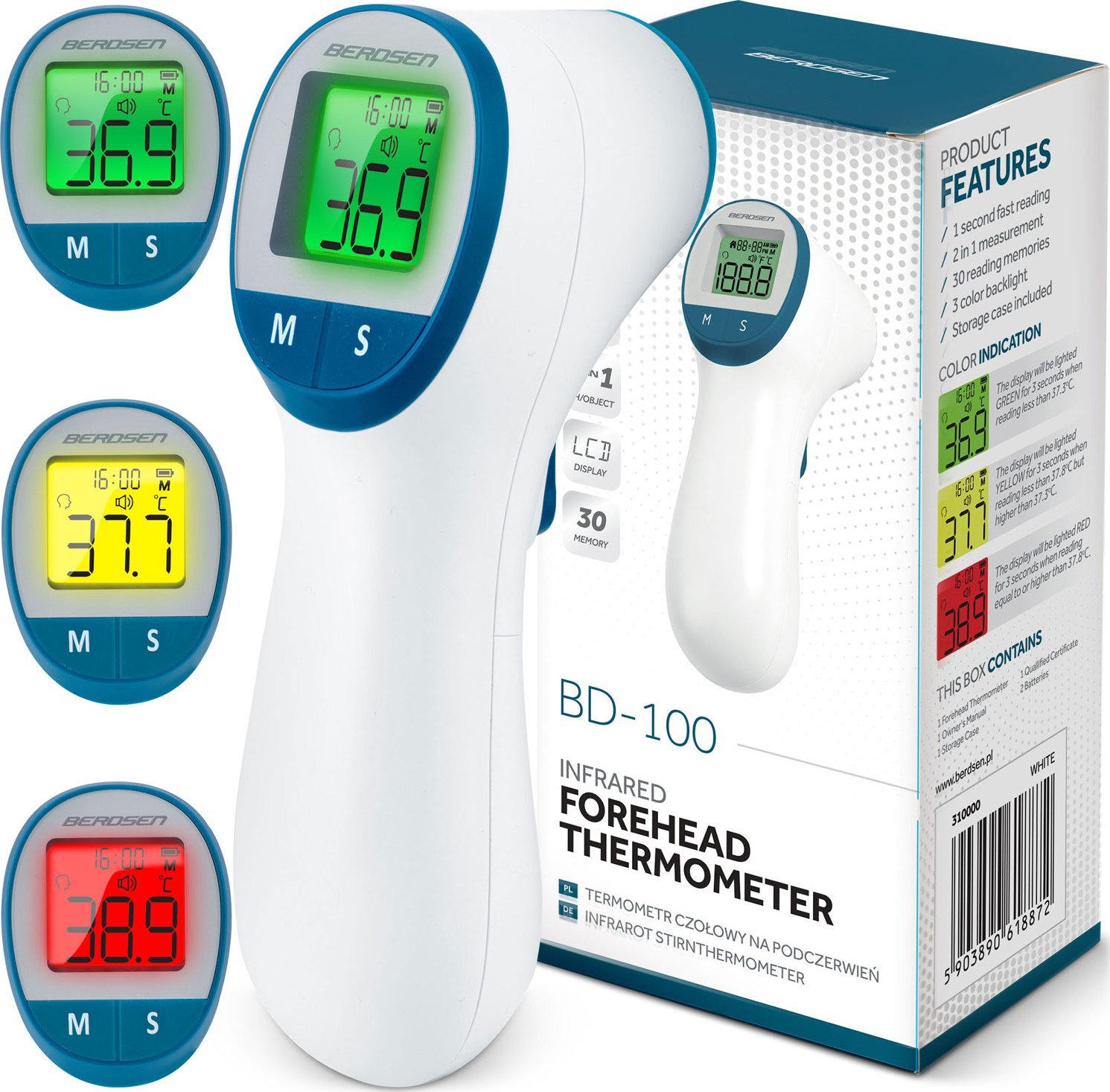Berdsen Termometr bezdotykowy na podczerwień BD-100 Berdsen