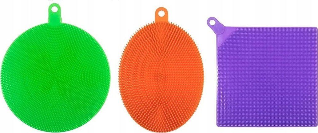 Korbi GĄBKA MYJKA SILIKONOWA GUMOWA ZESTAW 3SZT