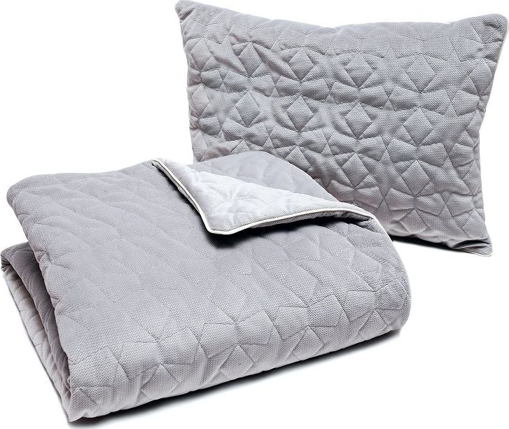 Pulp Pulp, Komplet pościeli pikowany, Gwiazdy jasnoszary,kocyk 80 x 100 cm, poduszka 35 x 45 cm