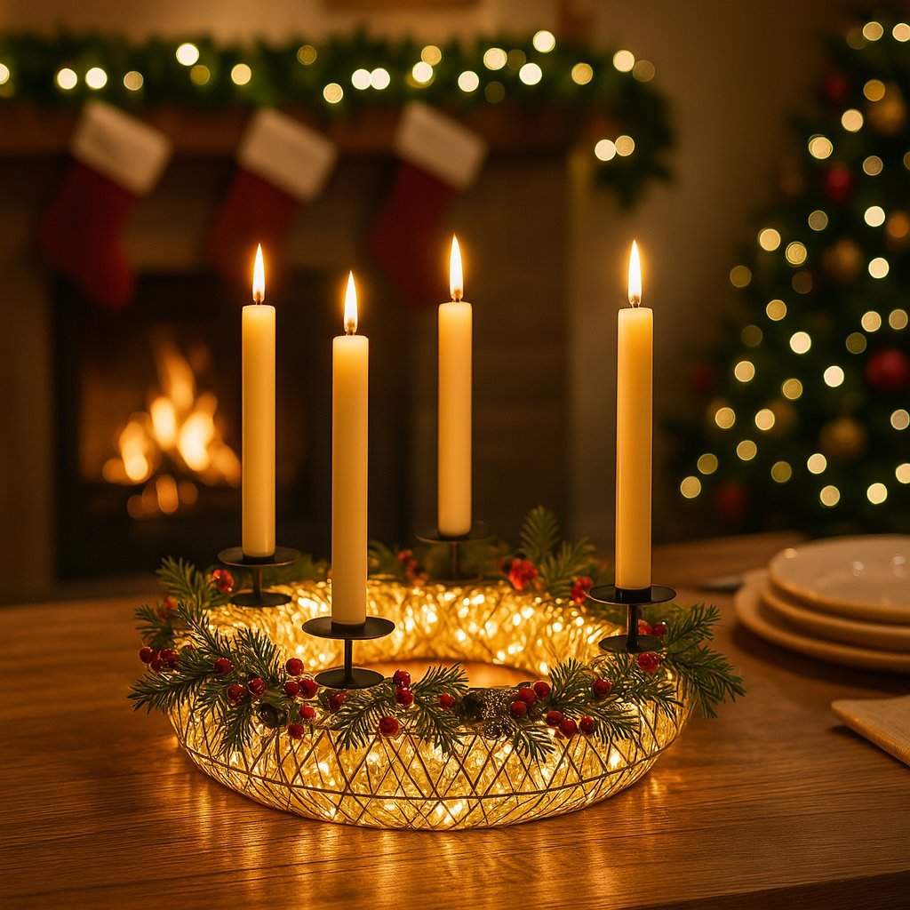 Dekoracja świąteczna Świecąca dekoracja świąteczna wieniec na świece