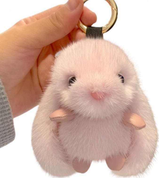 Brelok do kluczy Króliczek puchaty różowy BRL340R