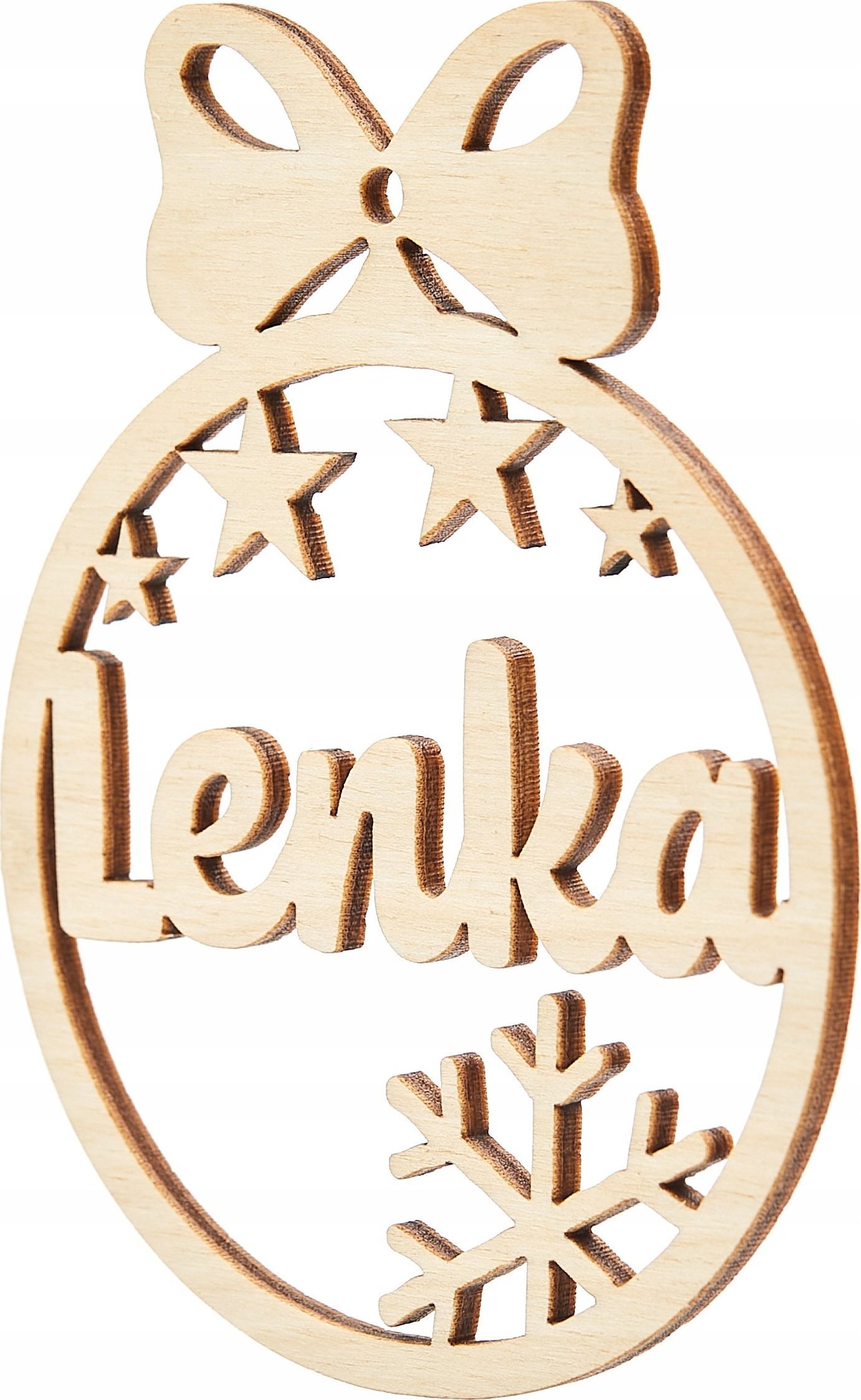 Techrebal BOMBKA DREWNIANA Z IMIENIEM NA CHOINKĘ NA PREZENT