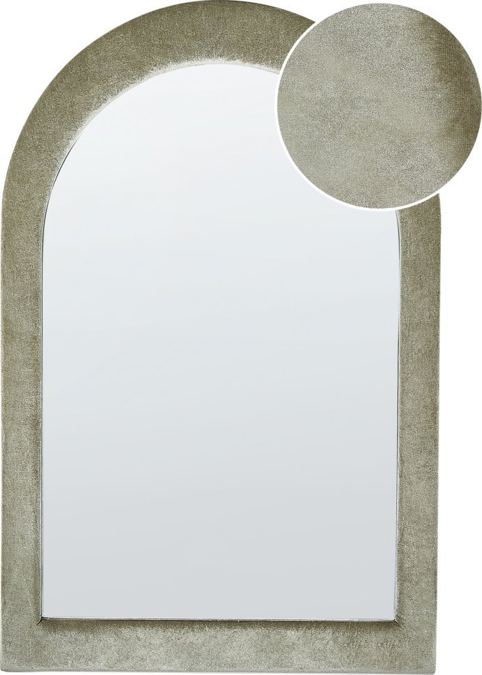 Beliani Lustro ścienne welurowe 60 x 90 cm zielone HURIEL