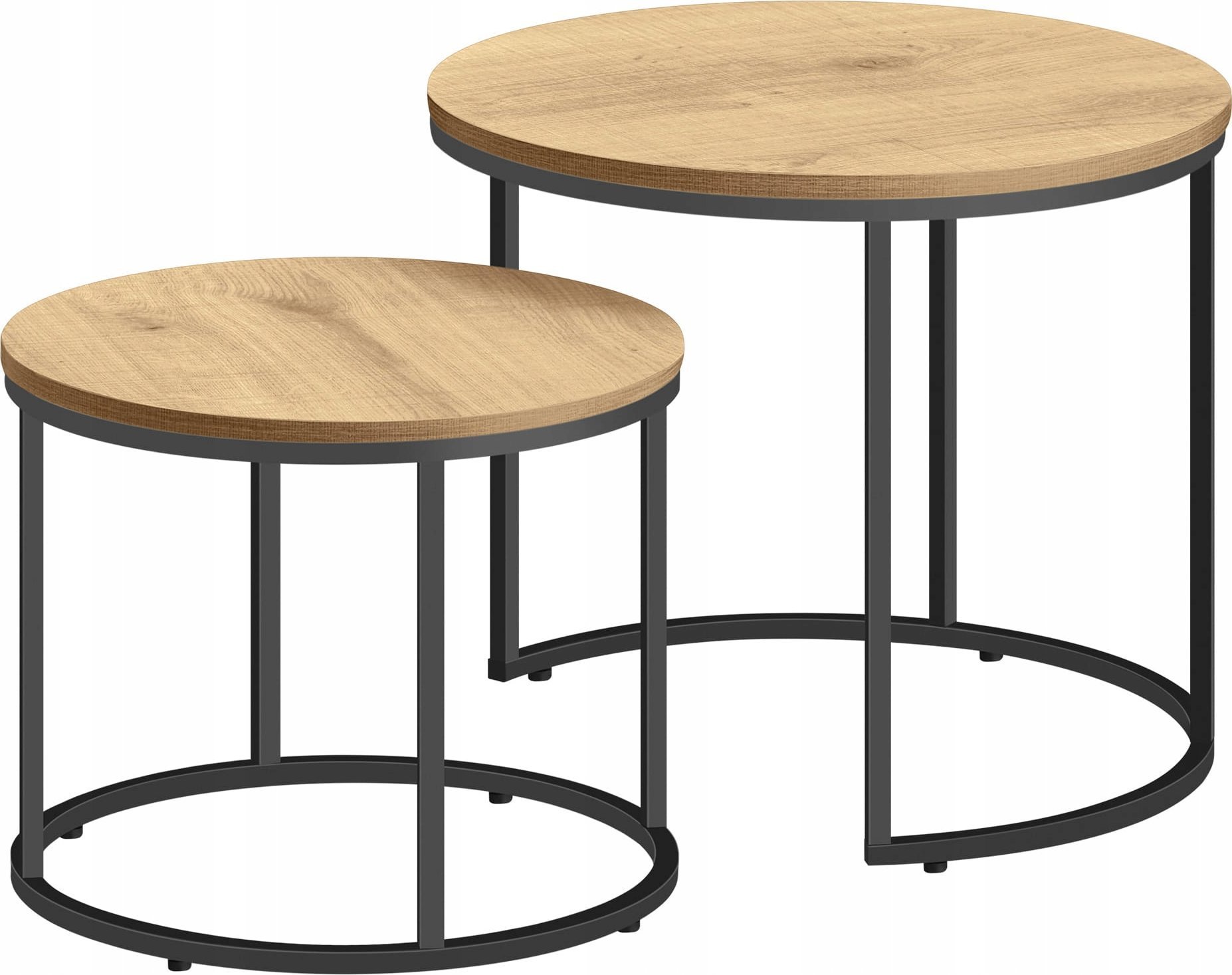 Leobert Stolik kawowy okrągły 2szt - dąb / nogi czarne