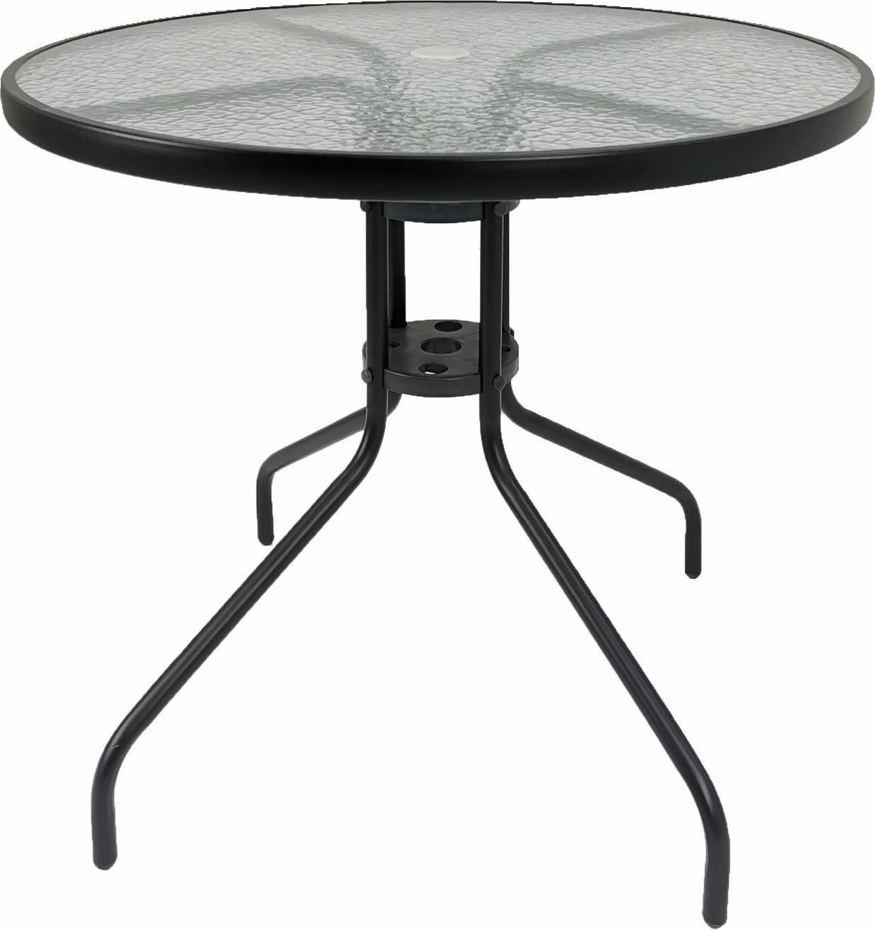 kontrast Stół Stolik Szklany Kawowy Balkon Taras BERGAMO fi 90 czarny