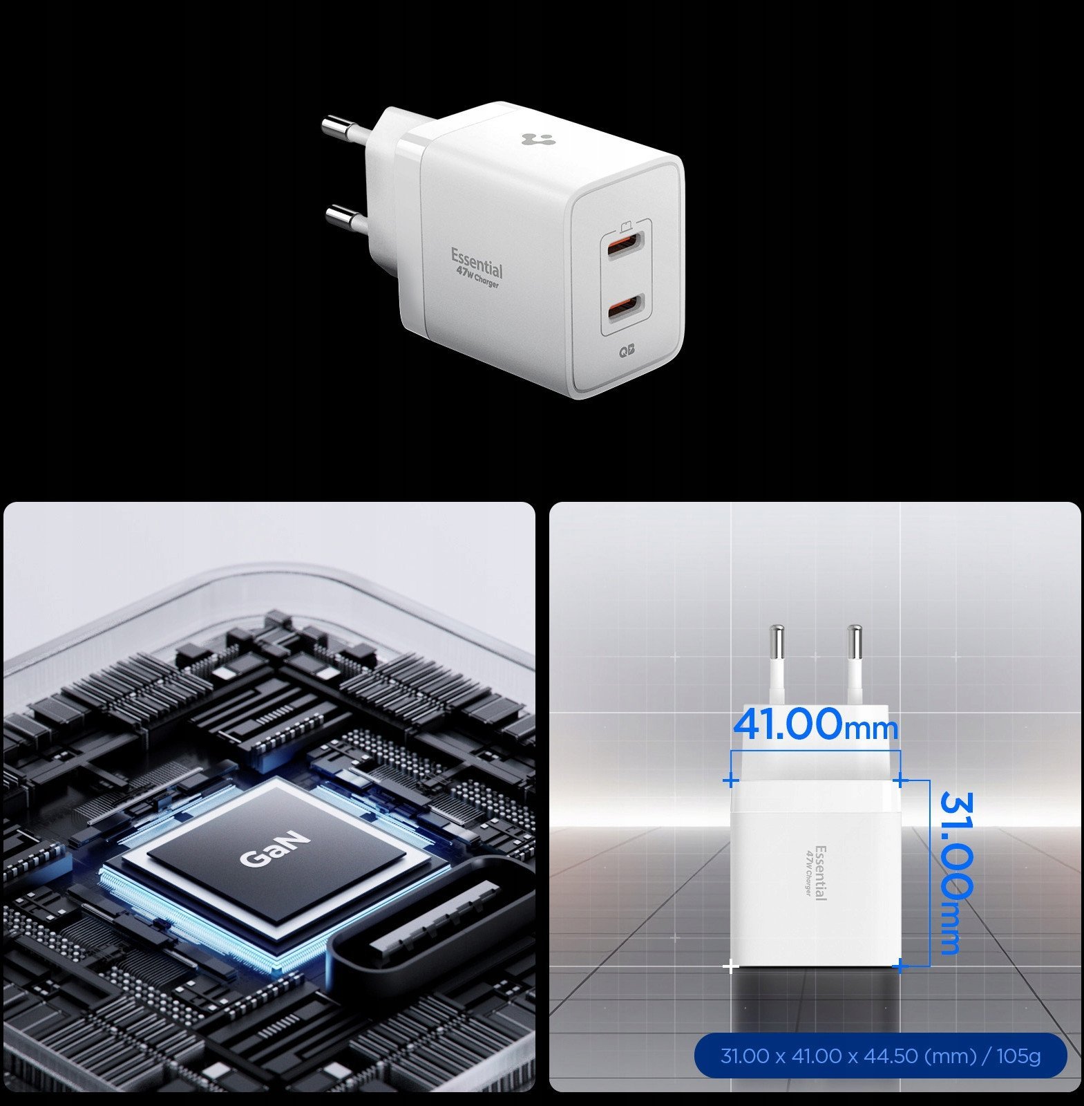 Spigen Essential 47W Wall Charger EE472EU, white