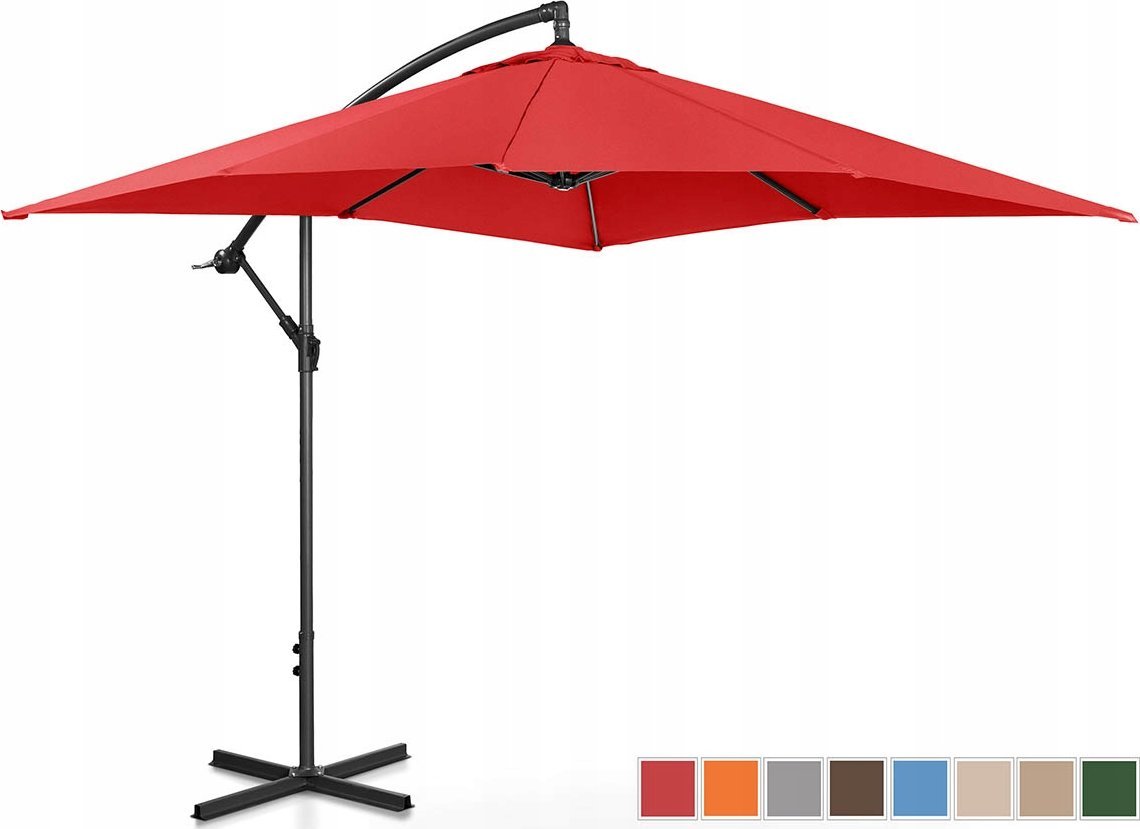 Uniprodo Parasol ogrodowy na wysięgniku kwadratowy 250 x 250 cm czerwony UNIPRODO