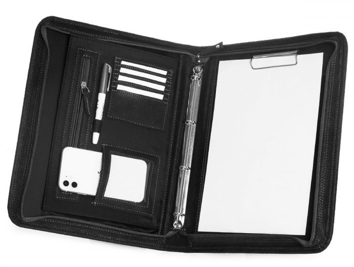 SKÓRZANA TECZKA NA DOKUMENTY BIWUAR SOLOME LW0A A4 SZARA