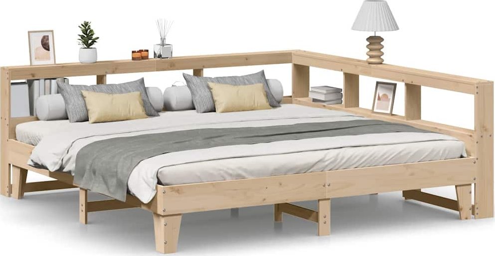 Łóżko z regałem, bez materaca, 180x200 cm, lite drewno sosnowe