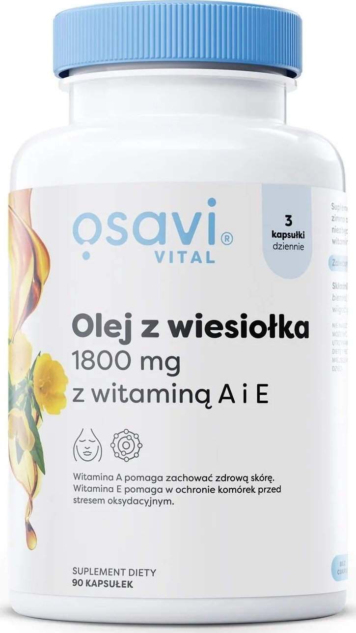 Osavi Osavi - Olej z Wiesiołka z Witaminą A i E, 1800mg, 90 kapsułek miękkich