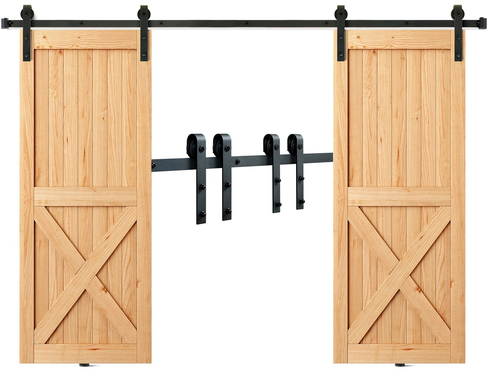 Zestaw Przesuwny do Podwójnych Drzwi Cichy System z Wieszakami J 2,4 m