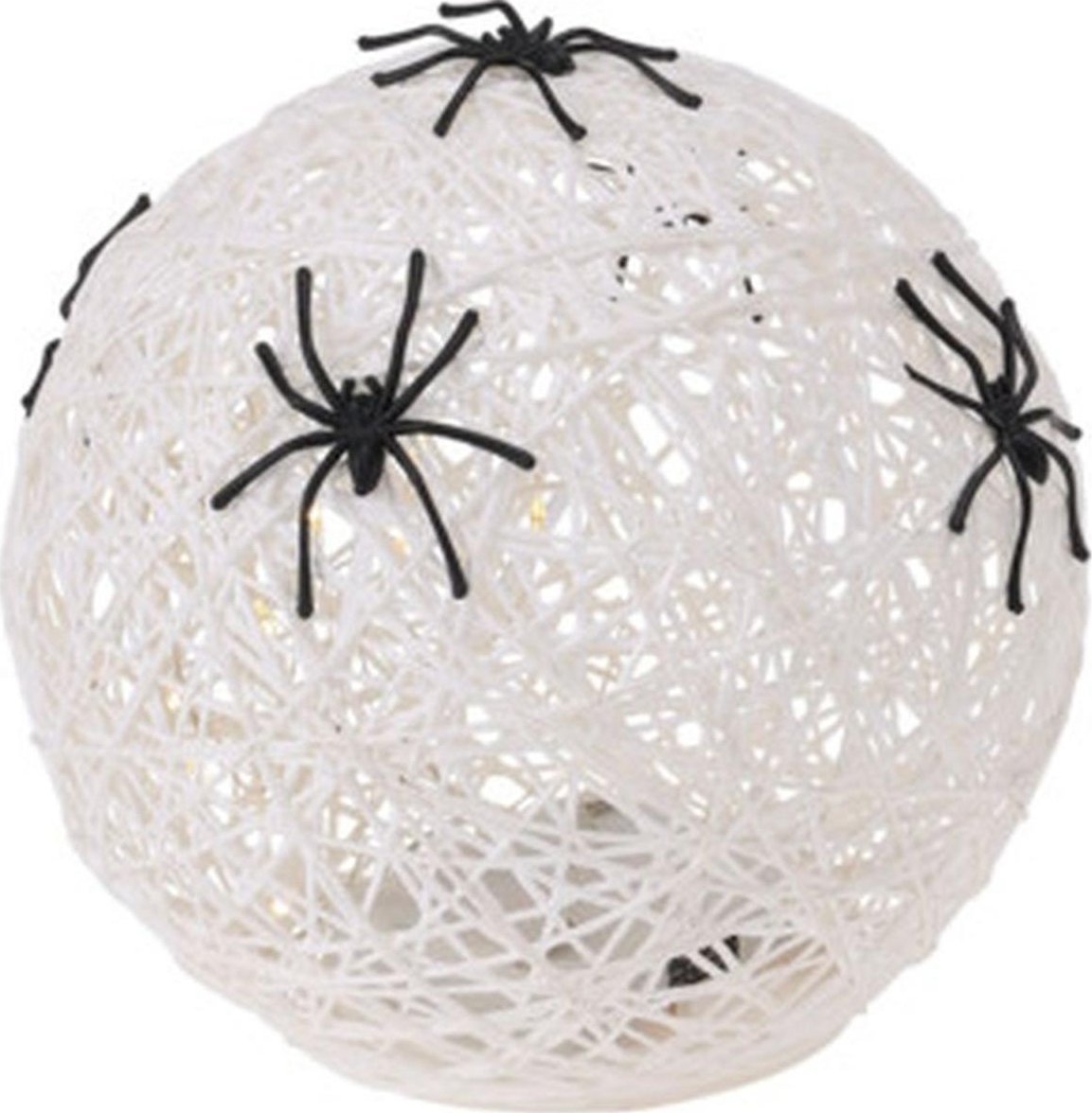 Christmas decoration KULA DEKORACYJNA LAMPKA Z PAJĄKIEM LED 15CM HALLOWEEN BIAŁA
